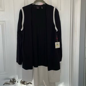 RAFAELLA HOLIDAY IN HAVANA SPORTSWEAR TWO TONED CARDIGAN SWEATER BLACK WHITE L